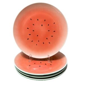 Vintage Watermelon Dinner Plates Set of 4 Made In Japan 9.5" Fruit Theme